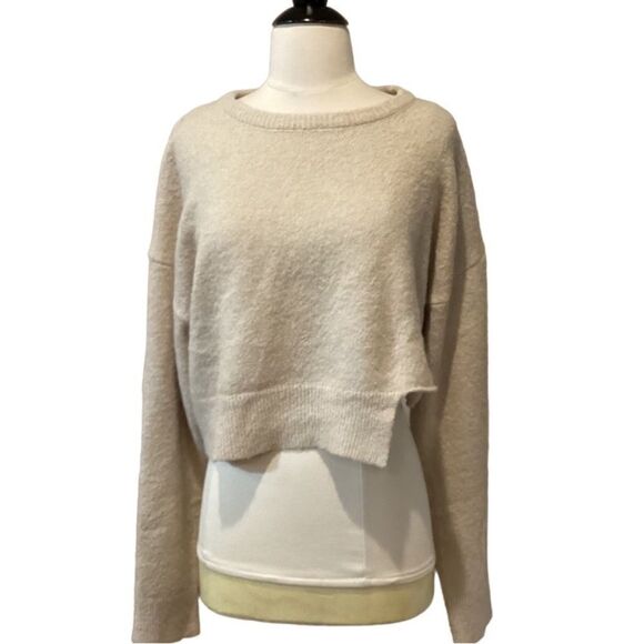 NWT Le Lis Crop Sweater wool blend Tan Neutral Tone Large - Picture 5 of 8